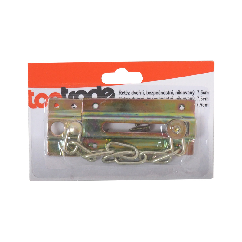 TOPTRADE reťaz dverný, niklovaný, bezpečnostný, 75 mm 1
