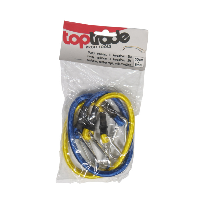 TOPTRADE gumolano upínacie,pavúk s karabínou 2 ks, O 8 mm x 50 cm 1