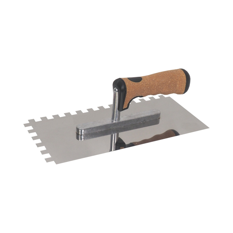 TOPTRADE hladítko nerezové, s EKO rukoväťou, zub 10 mm, 270 x 130 mm, profi