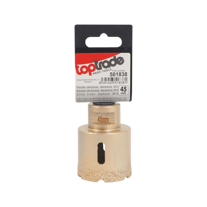 TOPTRADE korunka vykružovacia, diamantová, M14, O 45 mm 1