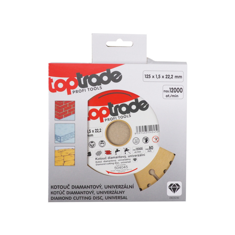 TOPTRADE kotúč diamantový, univerzálny, 125 x 1,5 x 22,2 mm 1