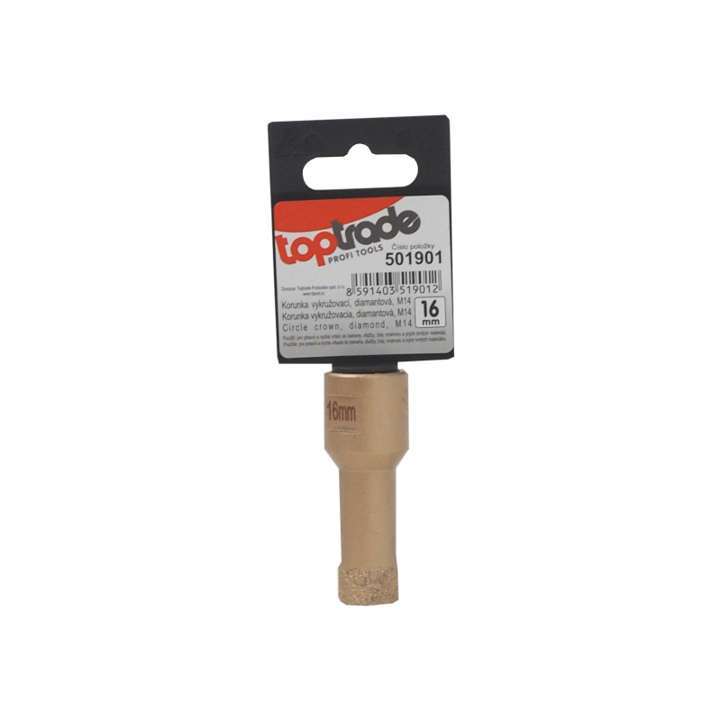 TOPTRADE korunka vykružovacia, diamantová, M14, O 16 mm 1