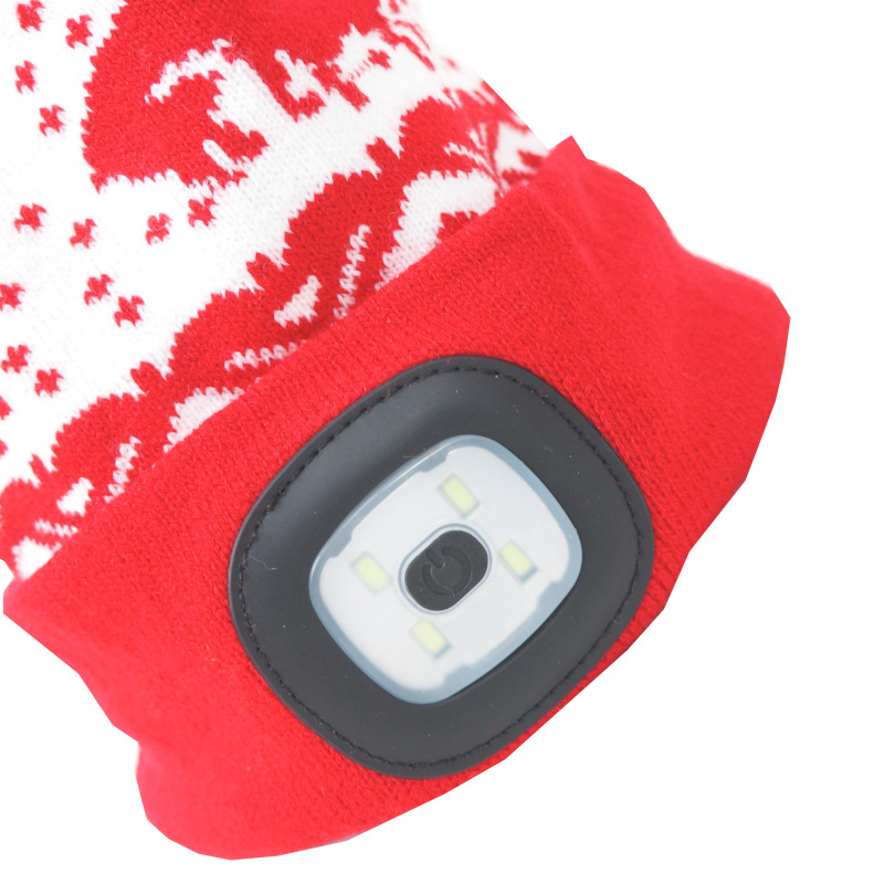 čiapka LED, X-mas Kids, veľkosť M, s LED svetlom, červená 3
