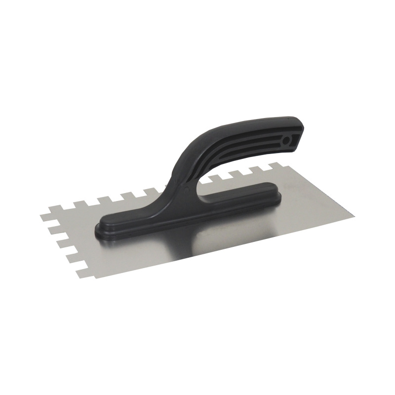 TOPTRADE hladítko nerezové, s plastovou rukoväťou, zub 12 mm, 270 x 130 mm, hobby