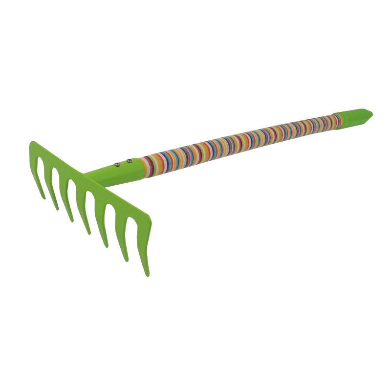 TOPTRADE náradie záhradné, detské, kovové - hrable 7 zubov, dlhá násada, 63 cm 4