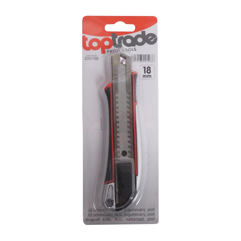 TOPTRADE nôž odlamovací, ALU, pogumovaný, 18 mm, profi