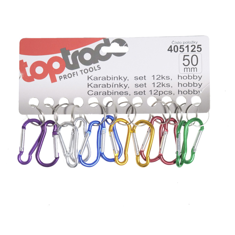 TOPTRADE karabínky, set 12ks, 45mm x 4 mm, hobby