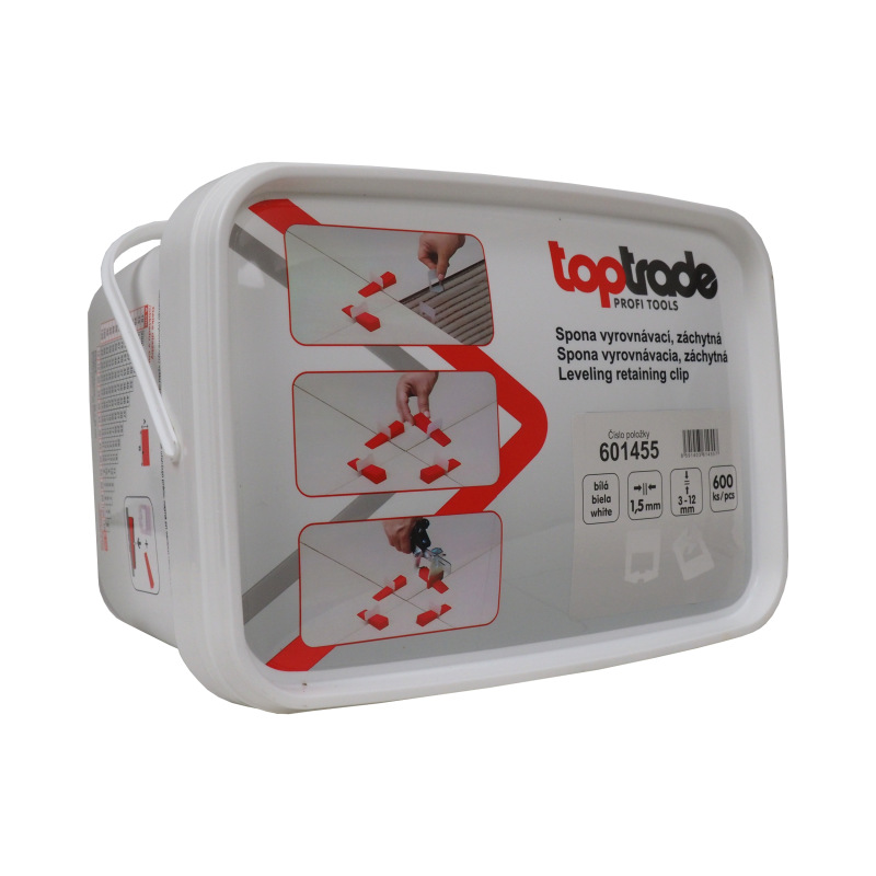 TOPTRADE spona vyrovnávacia, záchytná, hr. 1,5 mm, vyrovnávacia výška 3 - 12 mm / 600 ks 1
