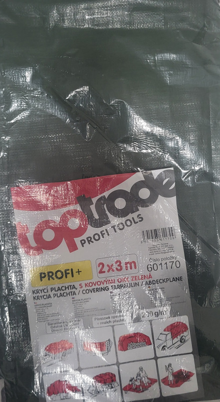 TOPTRADE plachta krycia, zelená, s kovovými okami, 4 x 5 m, 200 g/m2 1