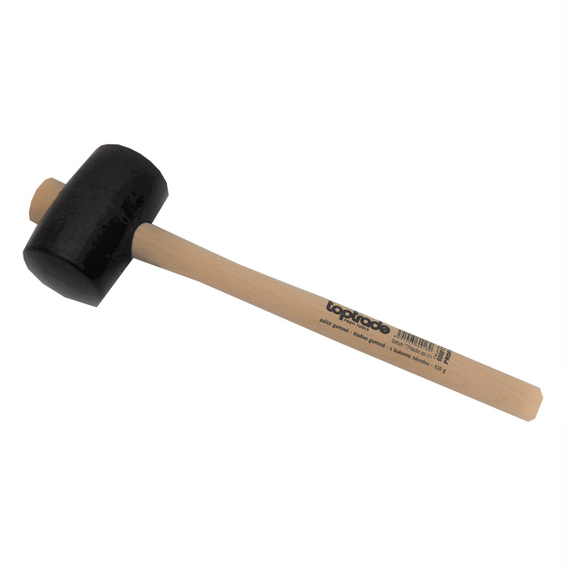 TOPTRADE kladivo gumené, čierne, s bukovou rukoväťou, O 55 mm/510 g, certifikované, profi