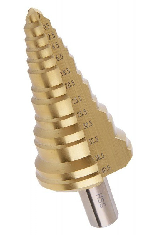 TOPTRADE vrták stupňový, HSS, do kovu, 7 – 40,5 mm, 13 stupňov