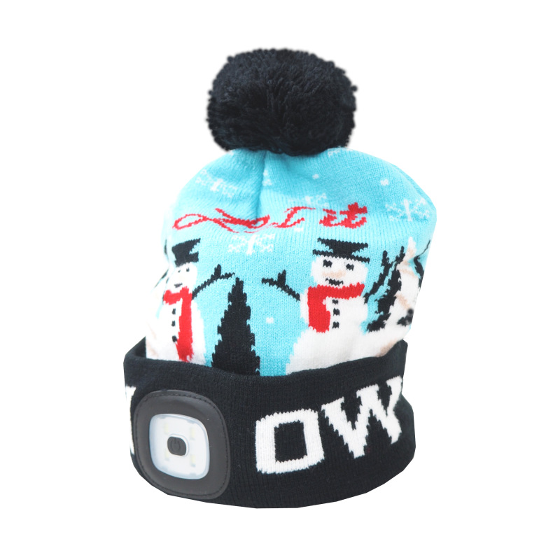 čiapka LED, X-mas Let it snow, veľkosť L, s LED svetlom, modrá 2