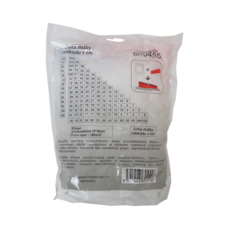 TOPTRADE spona, vyrovnávacia, záchytná, hr. 1,5 mm, vyrovnávacie výška 3 - 12 mm / 100 ks 2