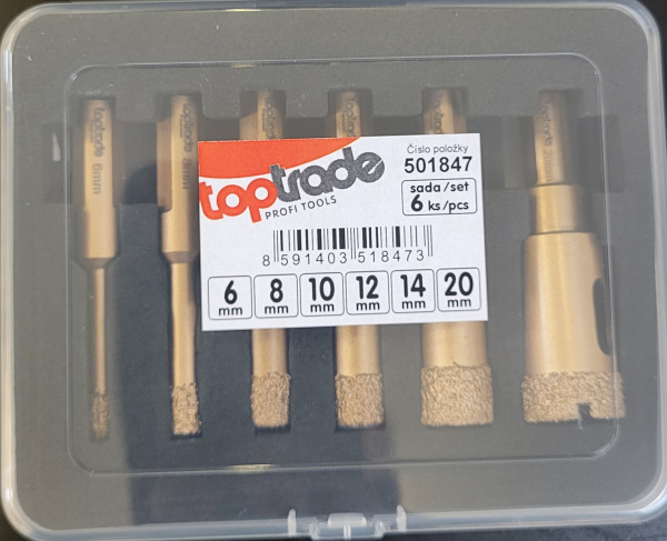 TOPTRADE korunka vykružovacia, diamantová, so stopkou , sada 6 ks 1