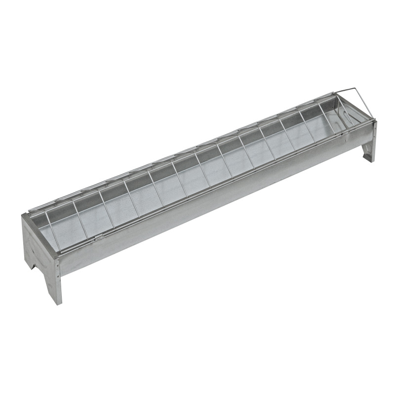 TOPTRADE kŕmidlo pozinkovné, so sklopnou mriežkou, pre hydinu, 750x130x150mm