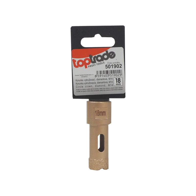 TOPTRADE korunka vykružovacia, diamantová, M14, O 18 mm 1