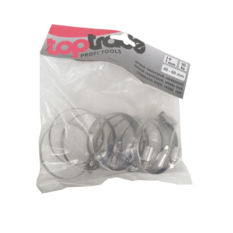 TOPTRADE spona nerezová, hadicová, sada 10 ks, 40 – 60 mm 2