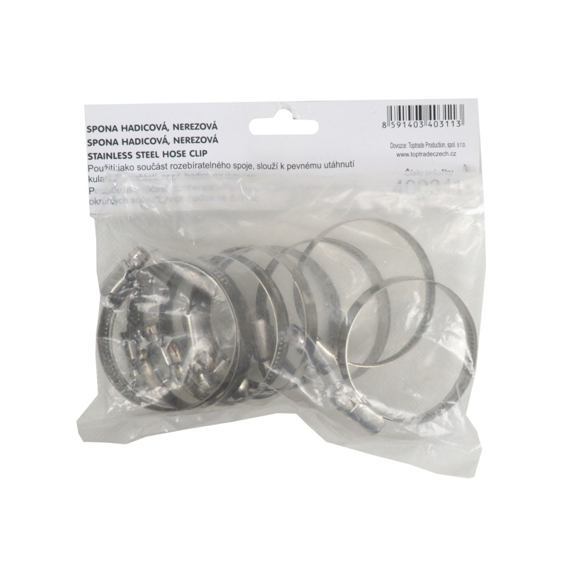 TOPTRADE spona nerezová, hadicová, sada 10 ks, 40 – 60 mm 3