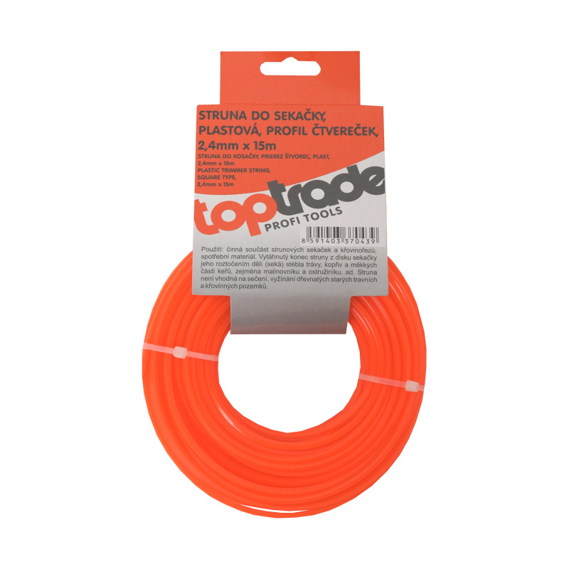 TOPTRADE struna do kosačky, plastová, prierez štvorec, 2,4 mm x 15 m 1