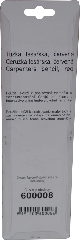 TOPTRADE ceruzka tesárska, červená, súprava 12 ks, 250 mm 2