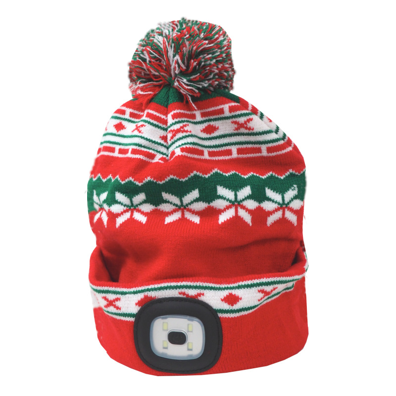 čiapka LED, X-mas, veľkosť L, s LED svetlom, červeno – zelená