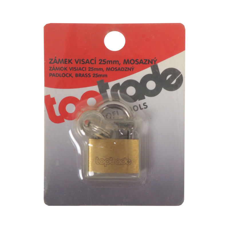 TOPTRADE zámok visiaci, mosadzný, 25 mm 1