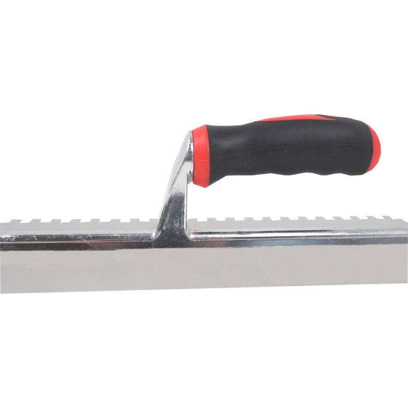 TOPTRADE hladítko nerezové, s pogumovanou rukoväťou, zub 8 mm, 360 x 120 mm, profi 6
