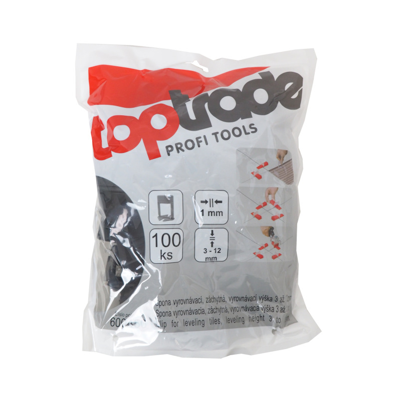 TOPTRADE spona, vyrovnávacia, záchytná, hr. 1 mm, vyrovnávacie výška 3 - 12 mm / 100 ks 1