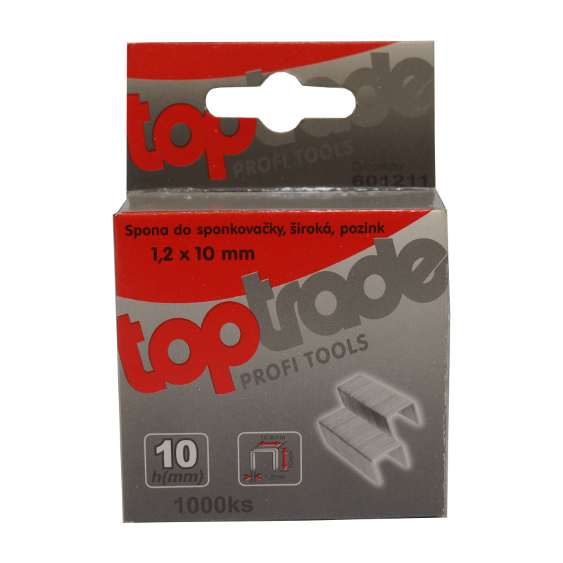 TOPTRADE spona do sponkovačky, pozinkovaná, široká, balenie 1000 ks, 1,2 x 12 mm 1