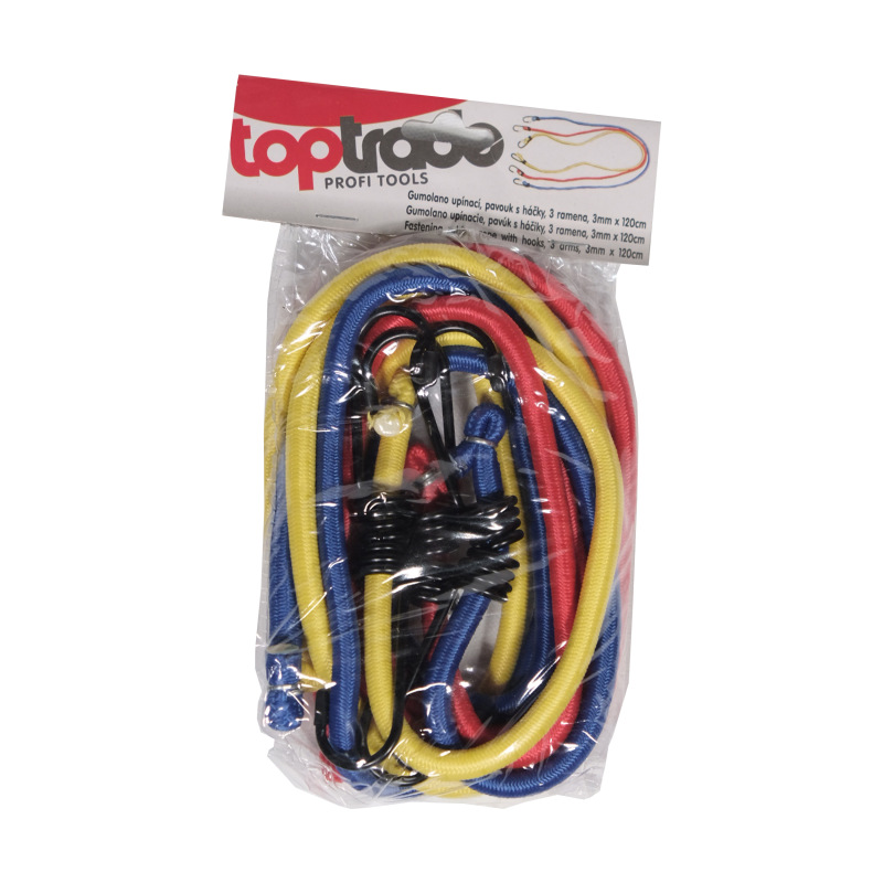 TOPTRADE gumolano upínacie, pavúk s háčikmi, s 3 ramenami, O 3 mm x 120 cm 1