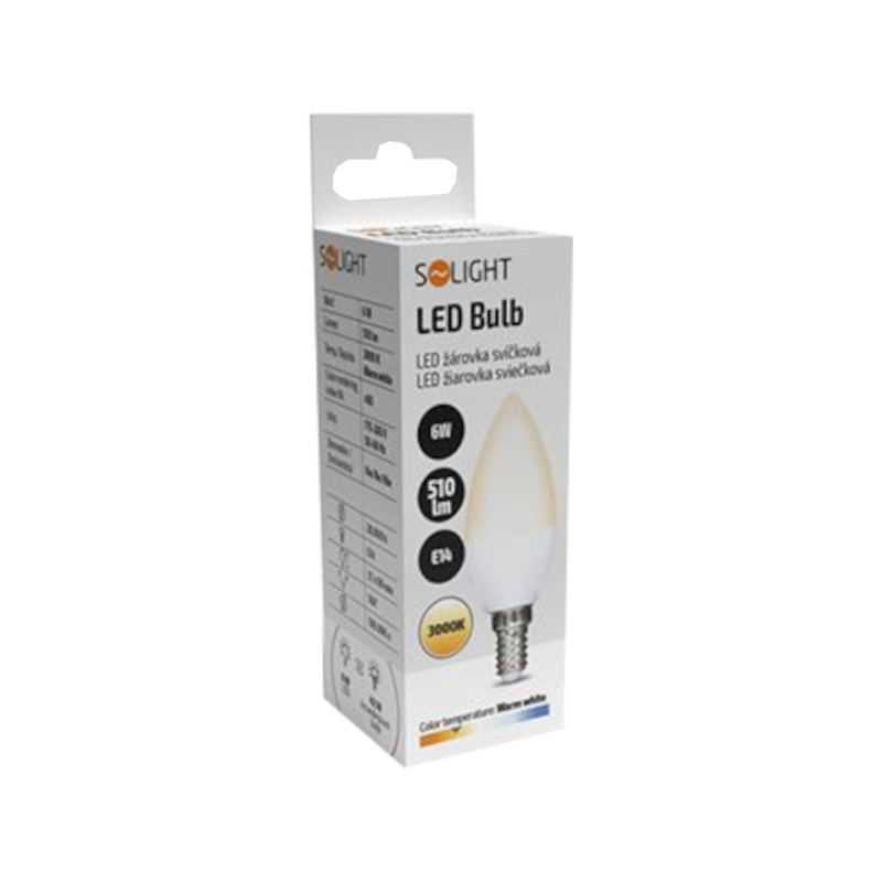 žiarovka LED, sviečka, 6W, E14, 3000K, 510lm 1