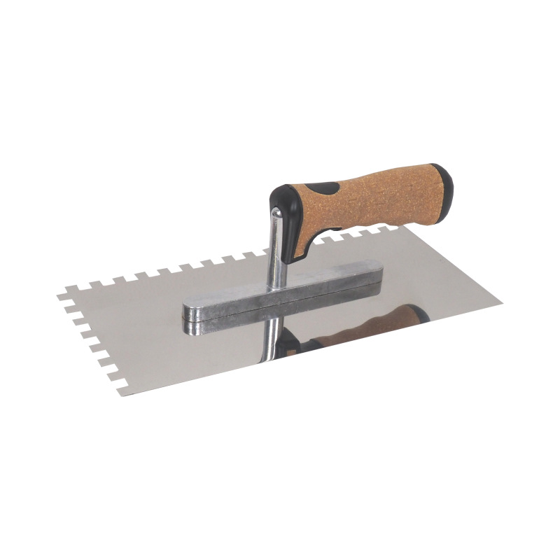 TOPTRADE hladítko nerezové, s EKO rukoväťou, zub 8 mm, 270 x 130 mm, profi