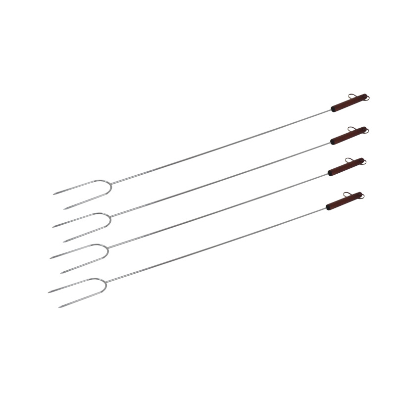 TOPTRADE vidlica opekacia, chróm, drevená rukoväť, sada 4 ks, 105 cm