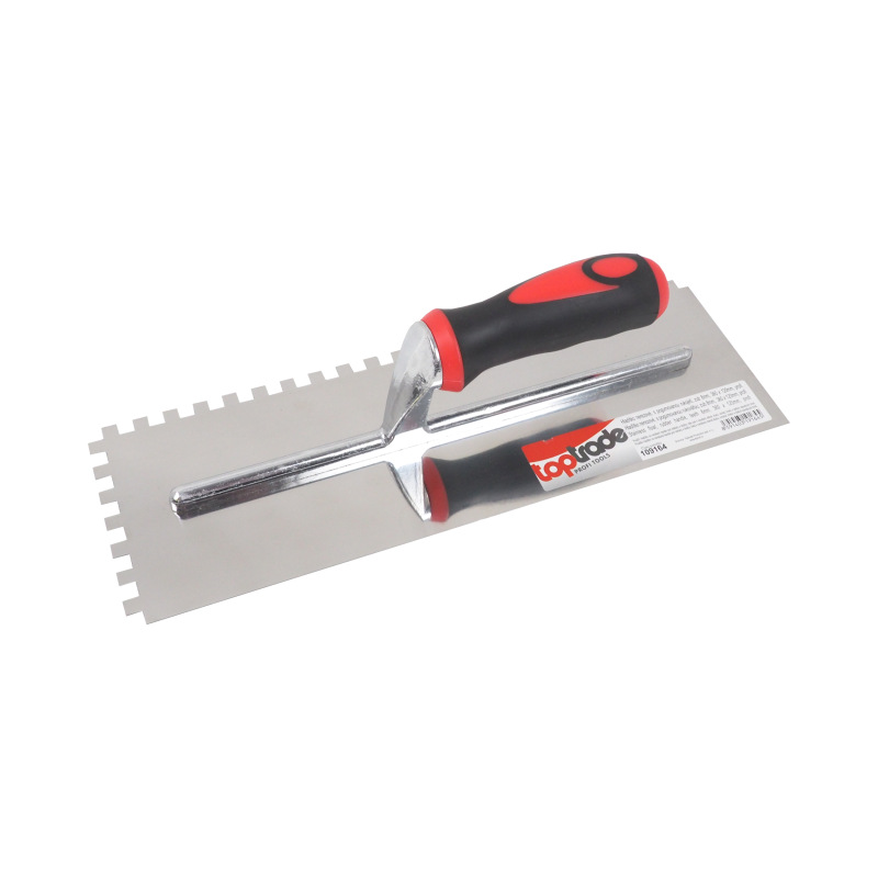 TOPTRADE hladítko nerezové, s pogumovanou rukoväťou, zub 8 mm, 360 x 120 mm, profi 1