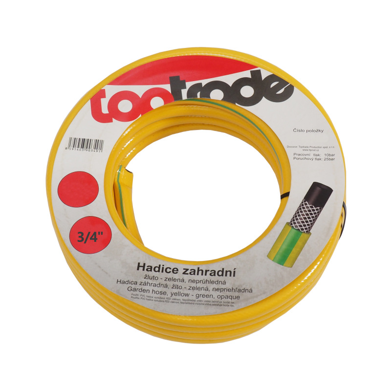 TOPTRADE hadica zahradná, žlto - zelená, nepriehľadná, 3/4", 15 m