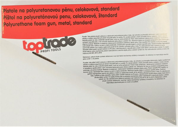 TOPTRADE pištoľ celokovová, na PU penu, 2 k. rukoväť, profi 2