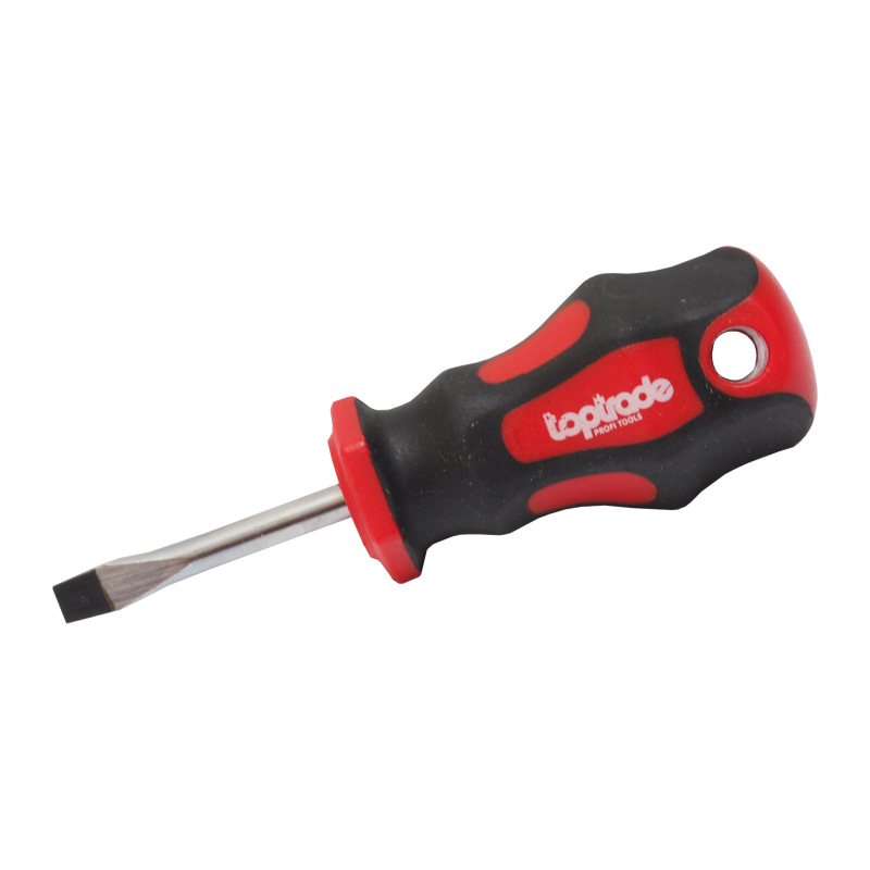 TOPTRADE skrutkovač plochý, krátky, magnetický, S2, 5 x 38 mm