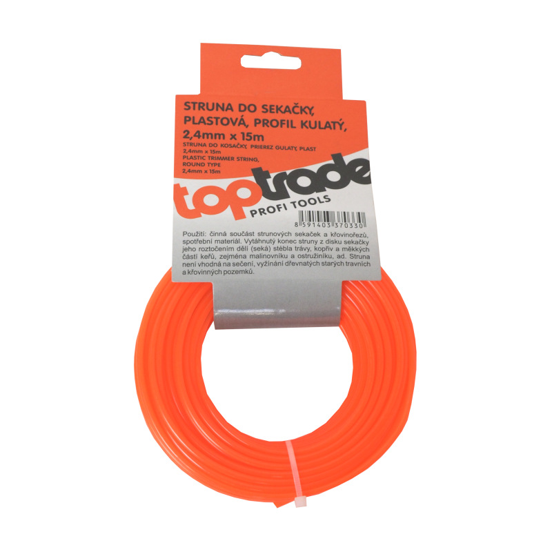 TOPTRADE struna do kosačky, plastová, prierez guľatý, 2,4 mm x 15 m 1