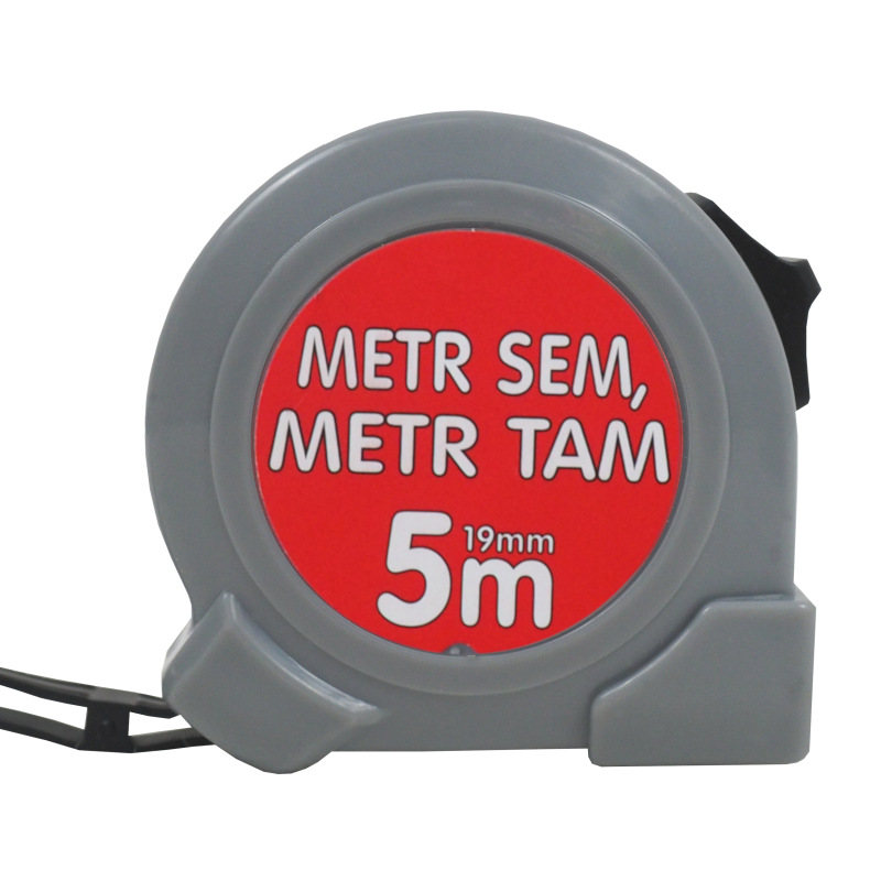 TOPTRADE meter zvinovací, „METR SEM, METR TAM...“, jednobrzdový, 19 mm x 5 m