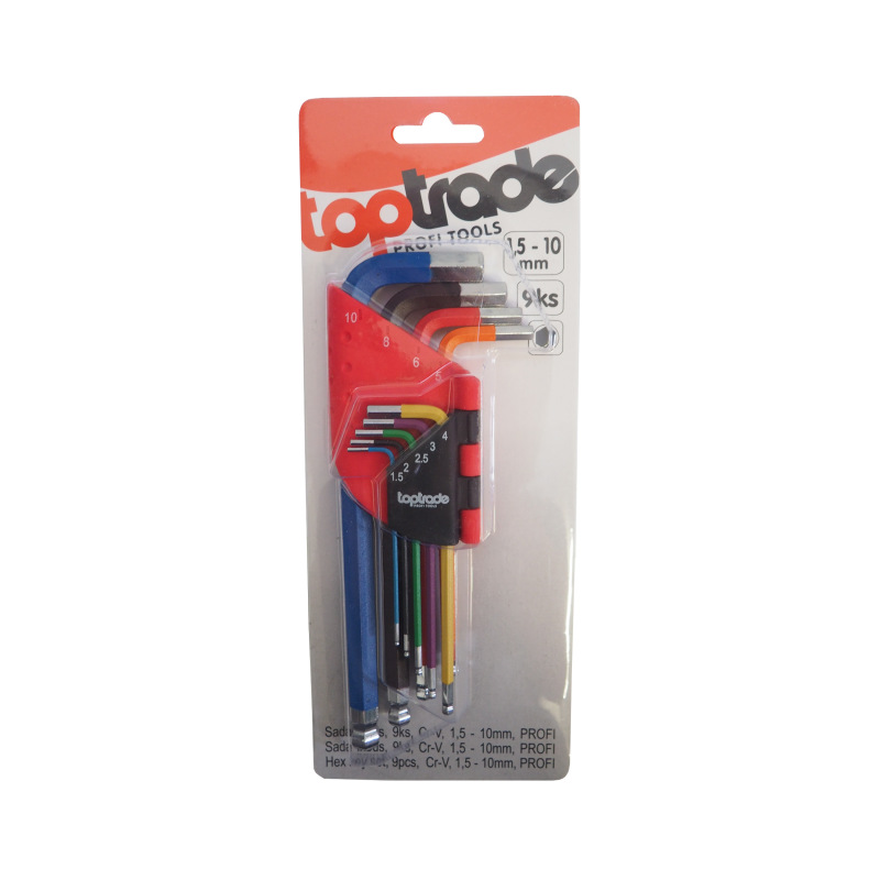 TOPTRADE sada inbus, 9 ks, Cr-V, 1,5 – 10 mm, profi 1