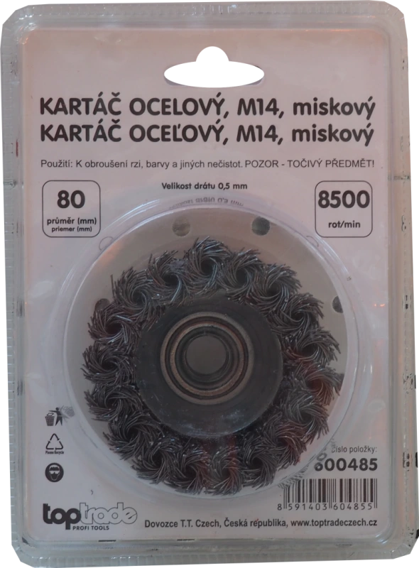 TOPTRADE kartáč oceľový, miskový, copy, M14, O 80 mm 2
