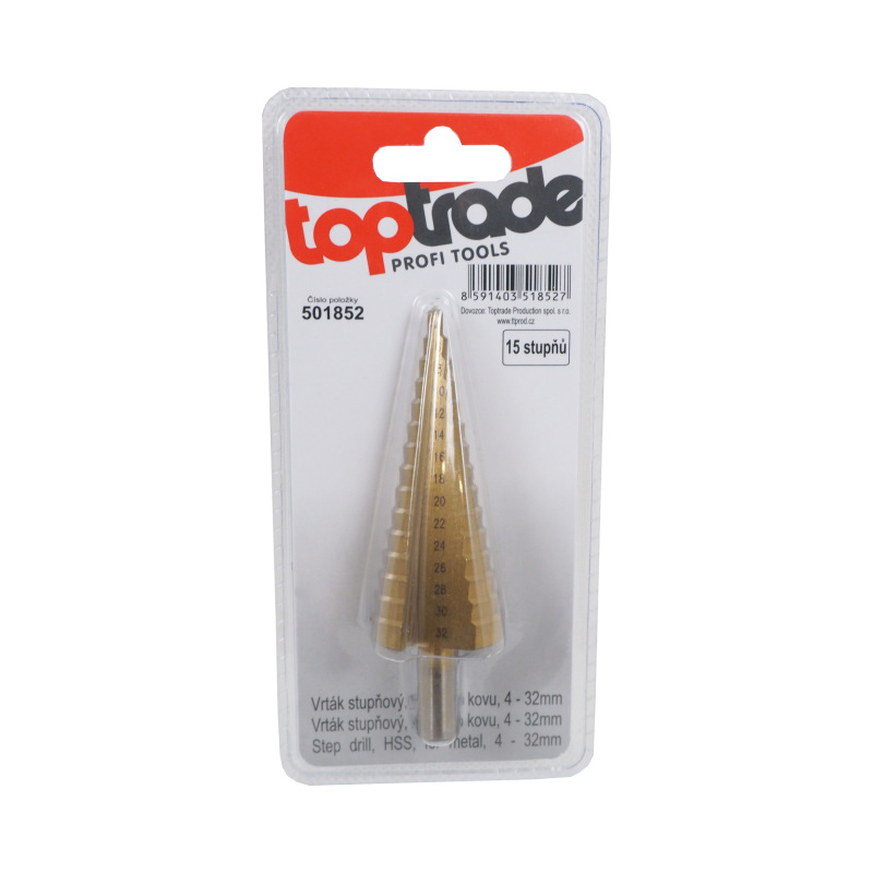 TOPTRADE vrták stupňový, HSS, do kovu, 4 – 32 mm, 15 stupňov 1