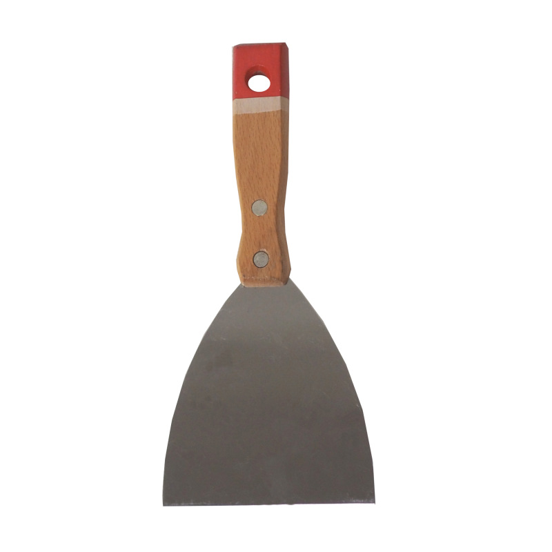 TOPTRADE špachtľa nerezová, s drevenou, nitovanou rukoväťou, 100 mm, profi