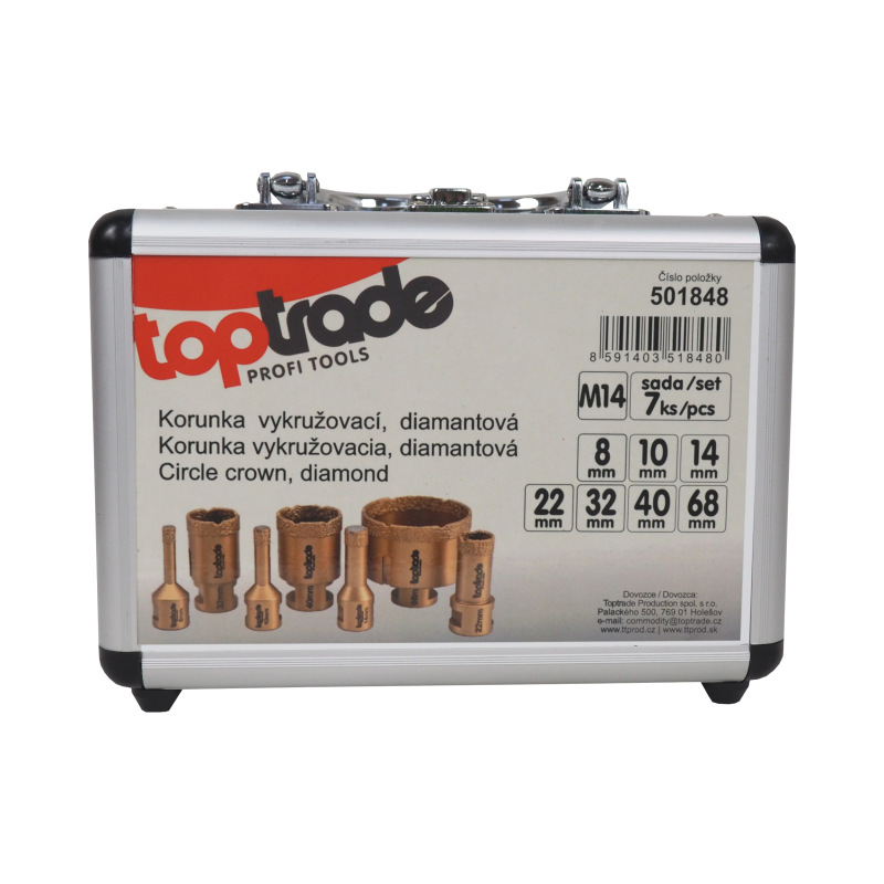 TOPTRADE korunka vykružovacia, diamantová, M14, sada 7 ks 1