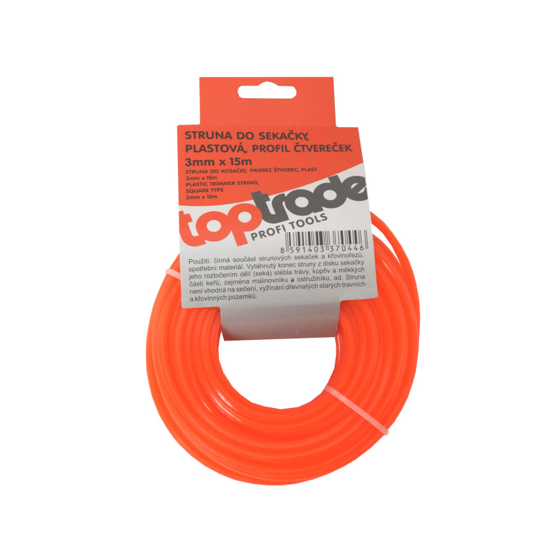 TOPTRADE struna do kosačky, plastová, prierez štvorec, 3 mm x 15 m 1