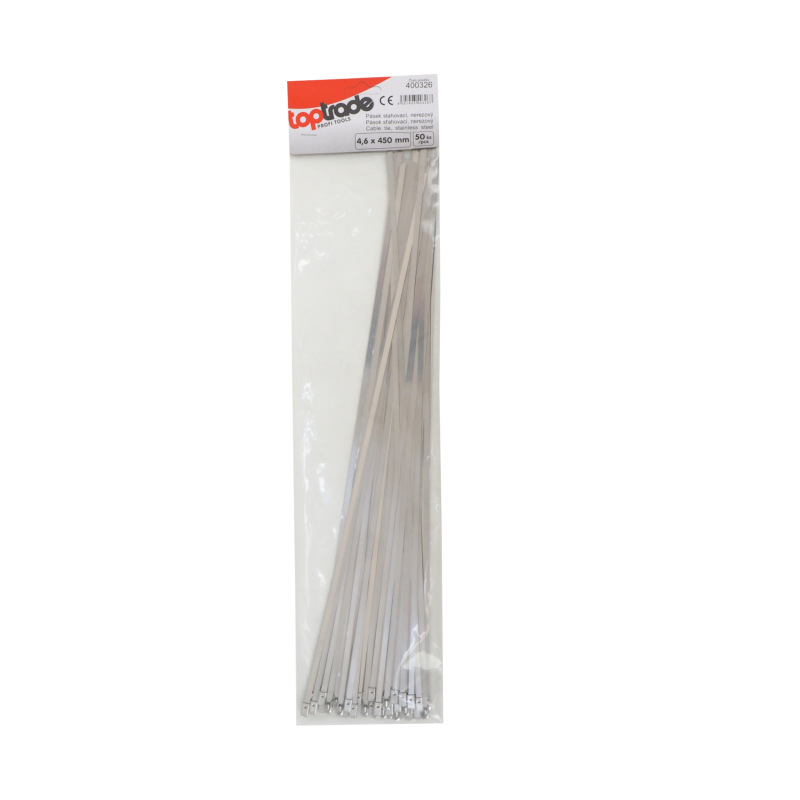 TOPTRADE pások sťahovací, nerezový, 50ks, 4,6 x 450 mm 1