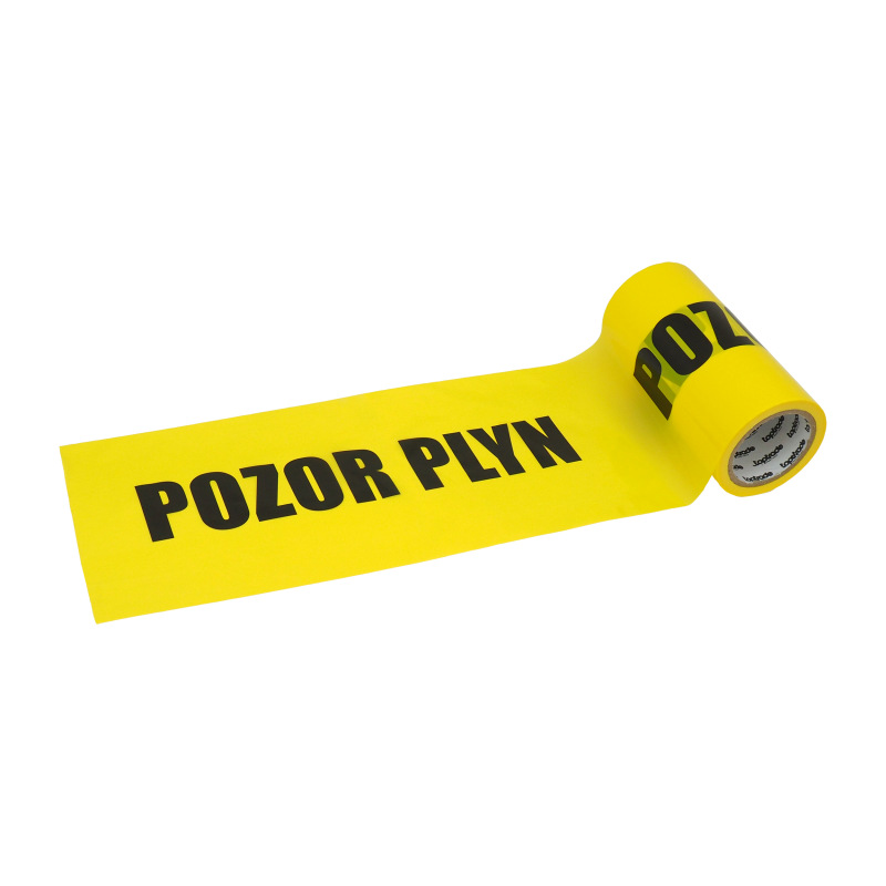 TOPTRADE páska výstražná, nelepiaca, "Pozor plyn", žltá, 22cmx0,07mmx50m