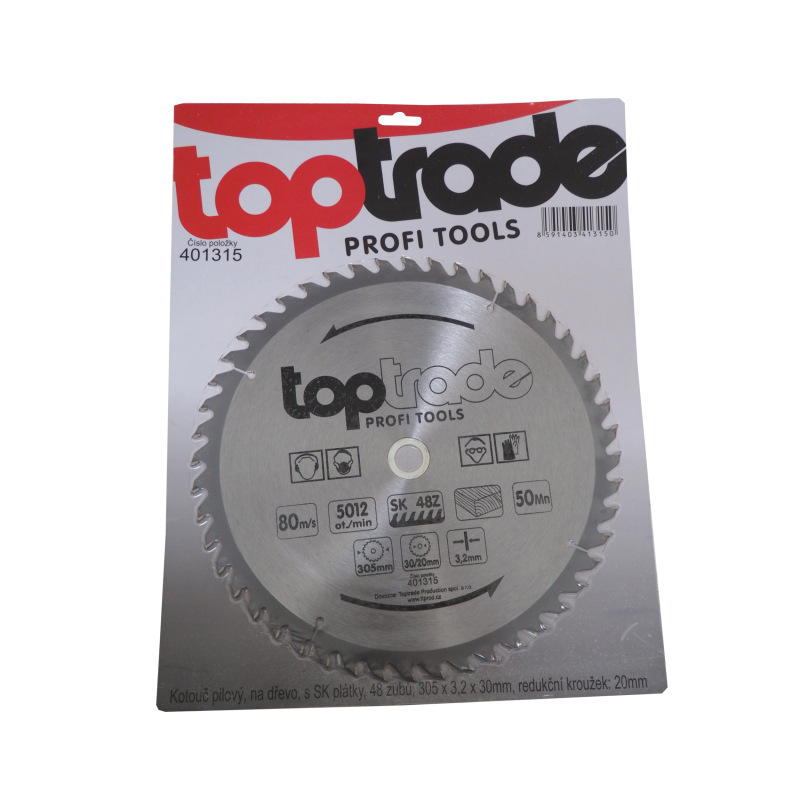 TOPTRADE kotúč pílový, na drevo, s SK plátkami, 48 zubov, 305 x 3,2 x 30/20 mm 1
