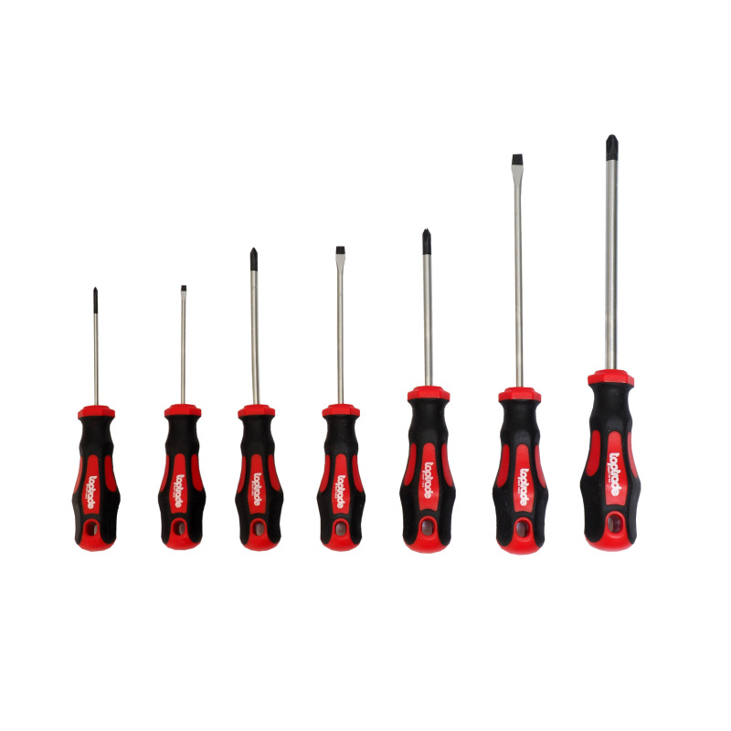 TOPTRADE skrutkovač plochý + krížový, magnetický, S2, sada 7 ks