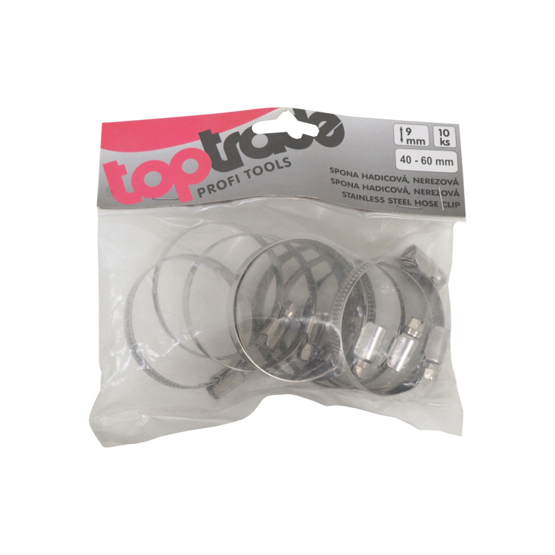 TOPTRADE spona nerezová, hadicová, sada 10 ks, 50 – 70 mm 2